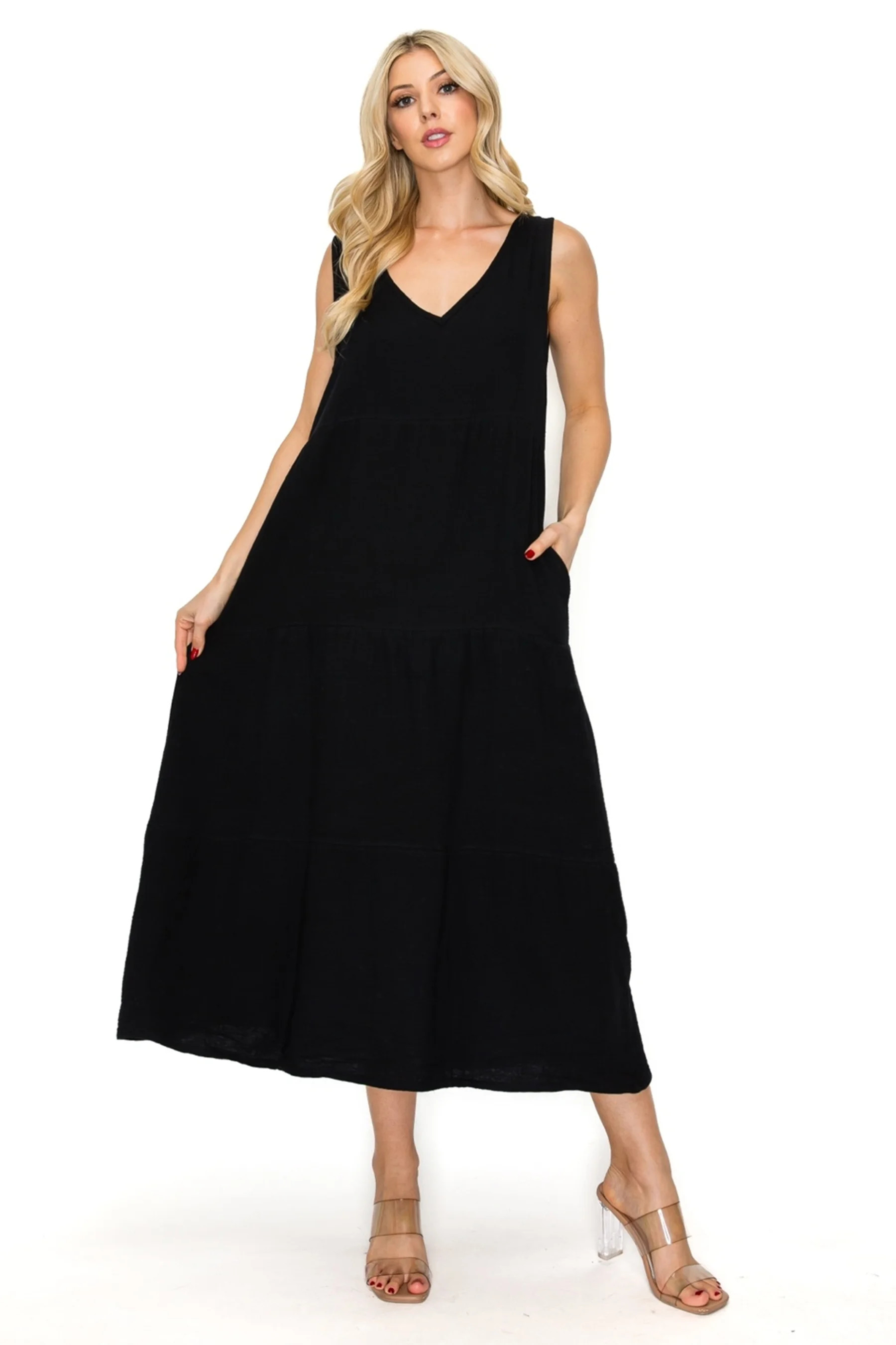 Moa Collection Women's Lightweight Tiered Gauze Maxi Dress with Relaxed Fit | Walmart (US)