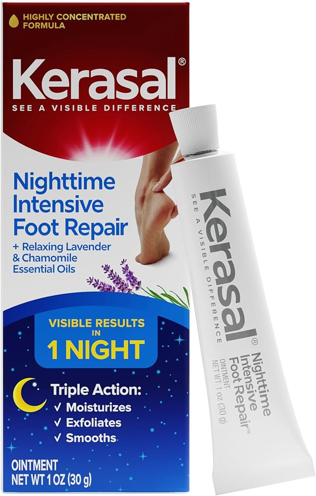 Kerasal Nighttime Intensive Foot Repair,Smooth Cracked Heels, Ointment, 1oz | Amazon (US)