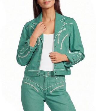 Barbed Wire Notch Collar Long Sleeve Jacket | Dillard's