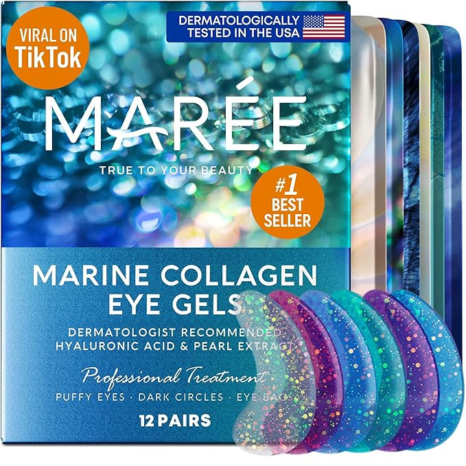 MAREE Eye Gel Pads - Under Eye Wrinkle Patches for Puffy Eyes and Dark Circles with Natural Marin... | Amazon (US)