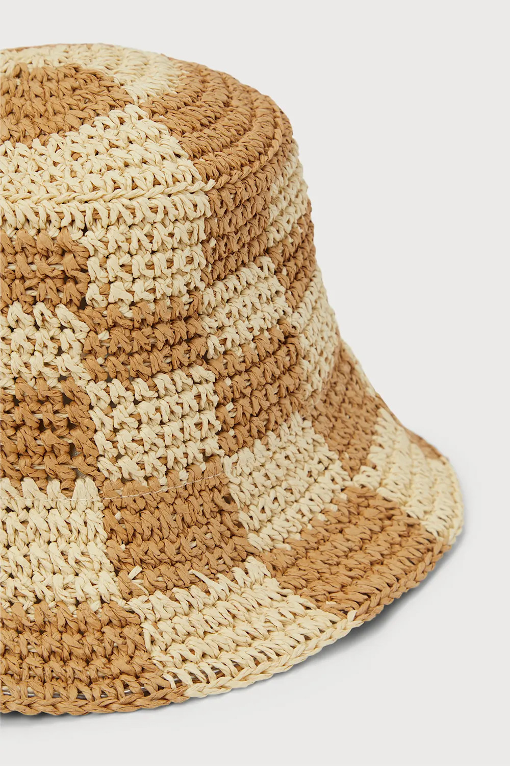 Sunshine Check Beige and Tan Checkered Straw Bucket Hat | Lulus