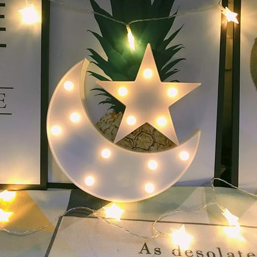 Decorative Moon-Star Night Light,Cute LED Nursery Night Lamp Gift-Marquee Moon-Star Sign for Birt... | Amazon (US)
