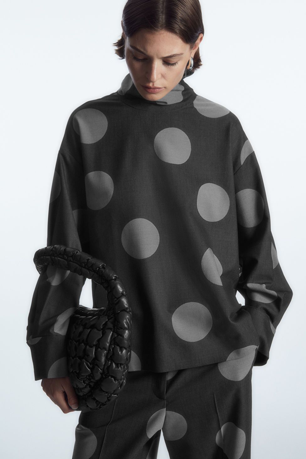 POLKA-DOT DECONSTRUCTED HIGH-NECK BLOUSE | COS (US)
