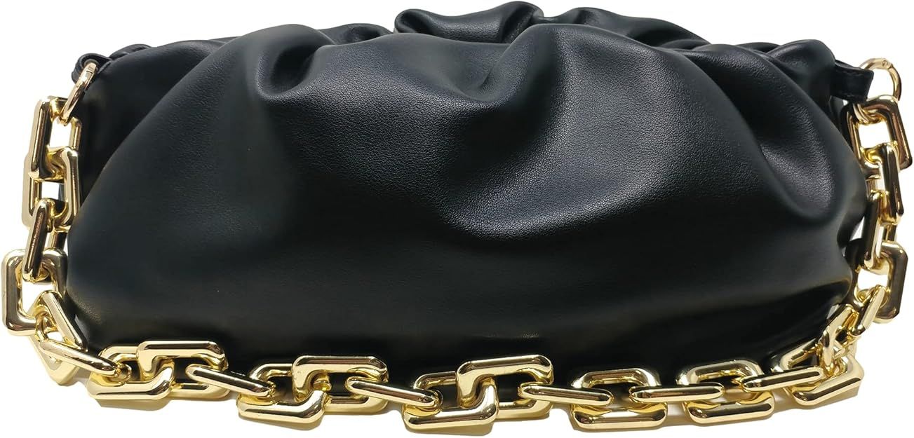 Women's Chain Pouch Bag | Cloud-Shaped Dumpling Clutch Purse | Ruched Chain Link Shoulder Handbag | Amazon (US)