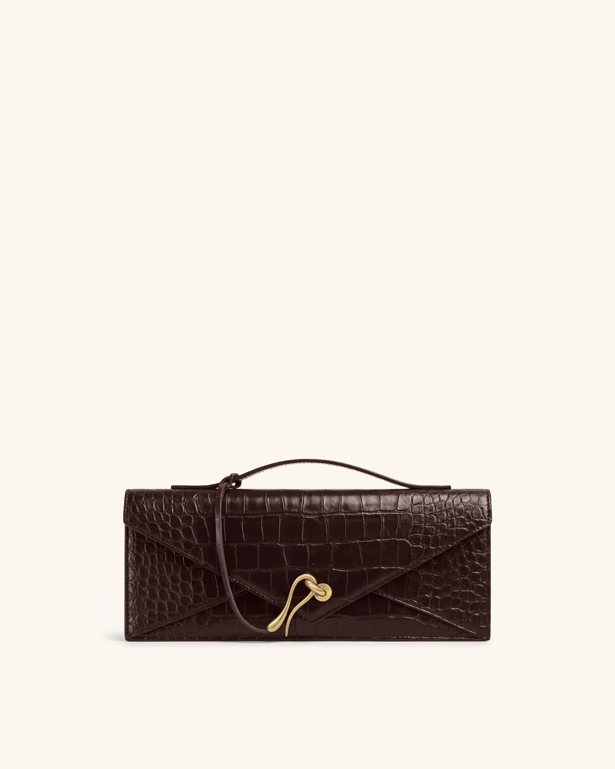 Celeste Envelope Top Handle Bag - Dark Brown Croc | JW PEI US