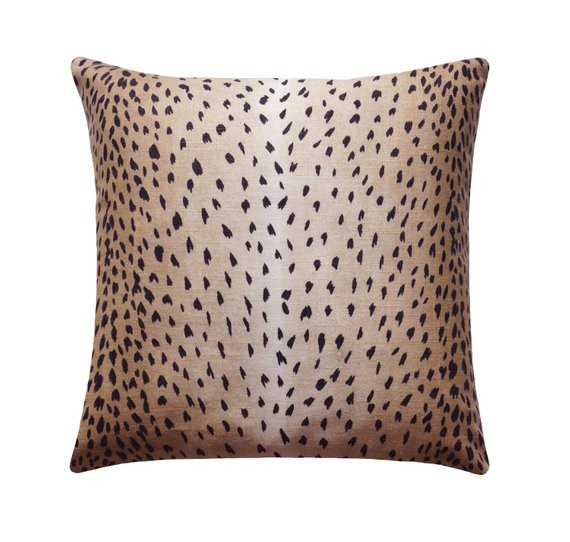 Fawn Pillow Cover, Deer Pillow, Animal Pillow Cover, Antelope Linen Pillow Cover, Black Tan Beige... | Etsy (US)