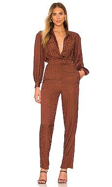 Lovers and Friends Cheyanne Jumpsuit in Coffee Brown from Revolve.com | Revolve Clothing (Global)