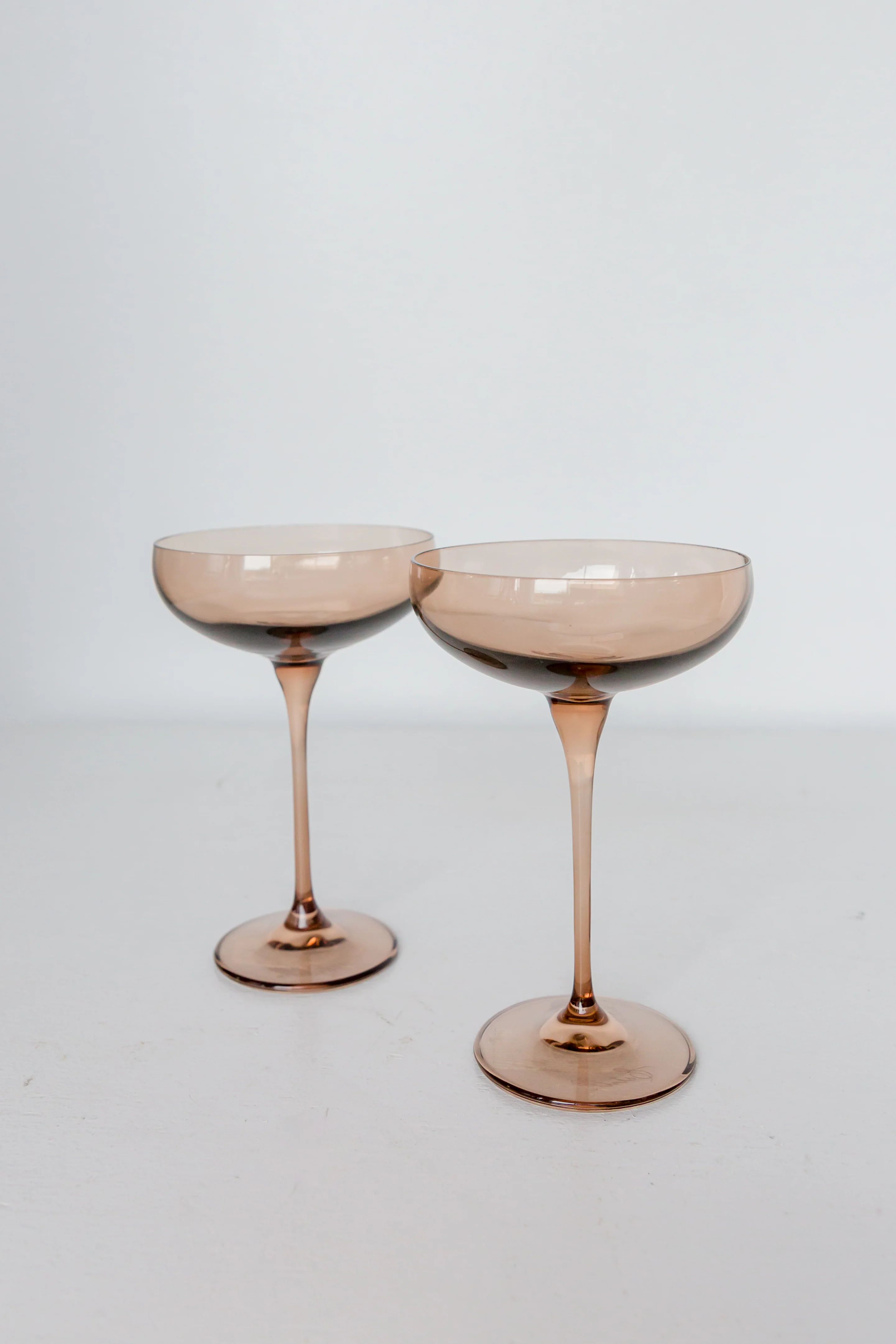 Estelle Colored Champagne Coupe Stemware - Set of 2 {Amber Smoke} | Estelle Colored Glass