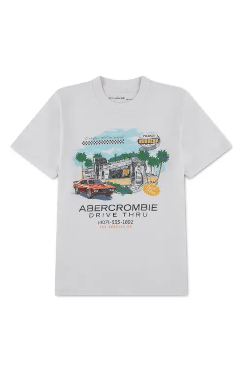 abercrombie kids Kids' Fresh Burgers Graphic T-Shirt in Jet Stream at Nordstrom, Size 11-12 | Nordstrom