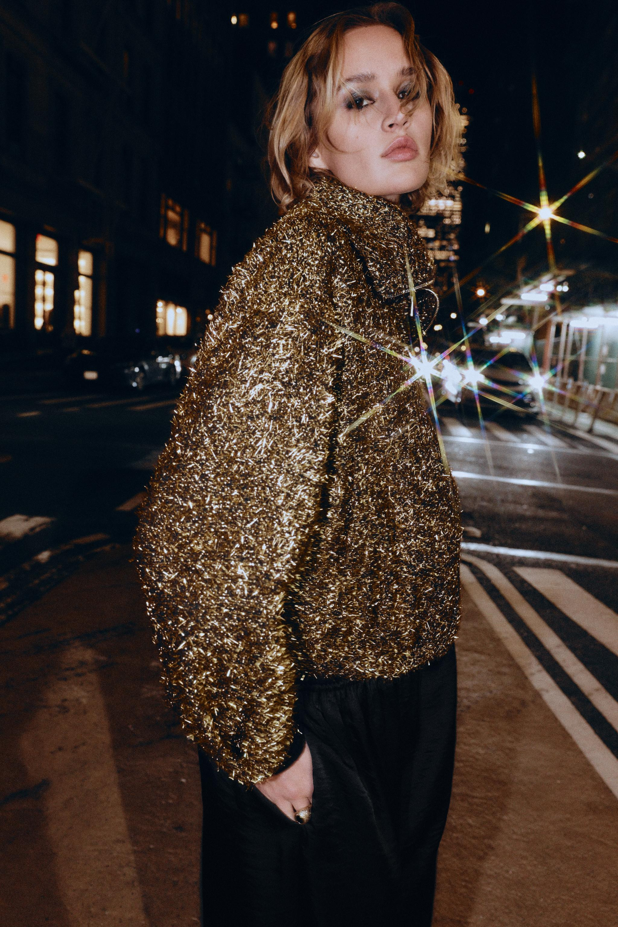 METALLIC THREAD BOMBER JACKET | Zara US