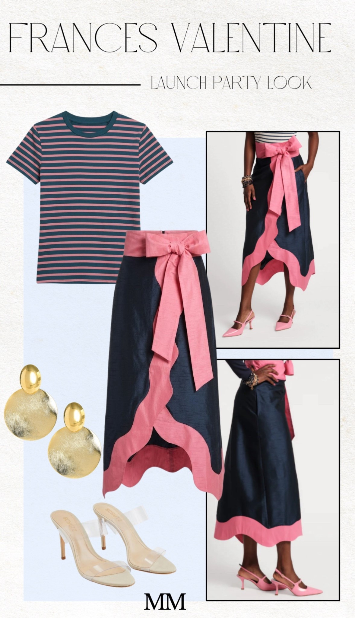 Launch party outfit idea with a bold pink and navy statement skirt paired with a striped tee and chic heels 💗 the perfect elevated spring outfit for events, dinners, and special occasions

Timeless feminine style with a modern statement silhouette you can wear all season



[LTK outfit, Frances Valentine outfit, launch party outfit, spring outfit ideas, spring event outfit, statement skirt outfit, pink and navy outfit, chic feminine outfit, elevated casual outfit, designer outfit inspiration, wedding guest outfit spring, brunch outfit ideas, classy outfit inspo, trending spring fashion]