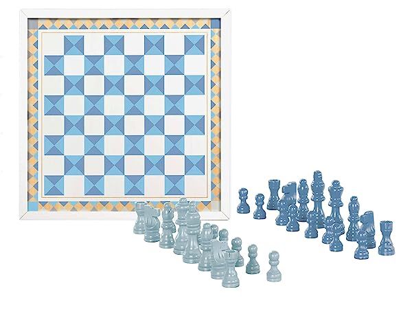 Melissa & Doug Wooden Chess & Pachisi - Blue | Amazon (US)