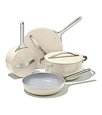 Caraway Nonstick Ceramic Cookware Set (12 Piece) Pots, Pans, Lids and Kitchen Storage - Non Toxic... | Amazon (US)