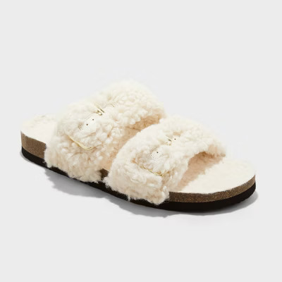 Women's Jane Two Band Buckle Slide Slippers - Auden™ Cream 10 | Target