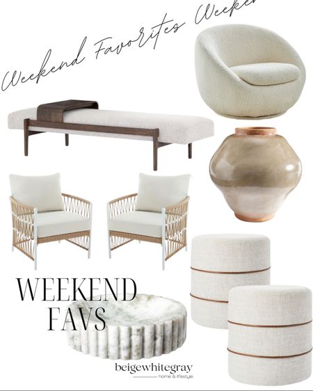 Weekend top 6 favorites!! Viral Walmart swivel chair, gorgeous target round ottomans, oversized pottery barn vase that’s on sale, Walmart outdoor furniture and marble dish used for a candle or catch all! 

✨My Bench is now 20% off! I have a discount code that’s stackable on sale items!! CODE: MARIANA10 ✨

#LTKhome #LTKstyletip #LTKsalealert