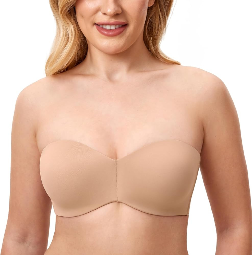 DELIMIRA Women's Strapless Bra Unlined Underwire Minimizer Plus Size Support | Amazon (US)