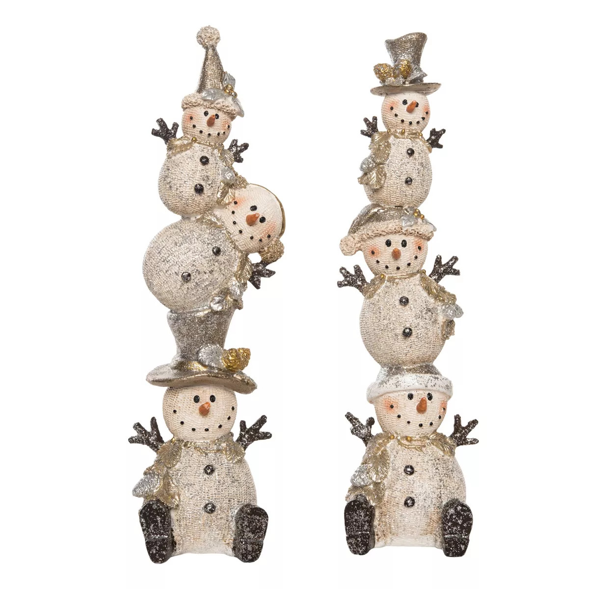 Christmas Resin Metallic Stacked Snowman Figurine Set of 2 | Target