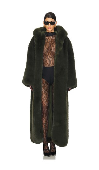 Faux Fur Coat in Olive | Revolve Clothing (Global)