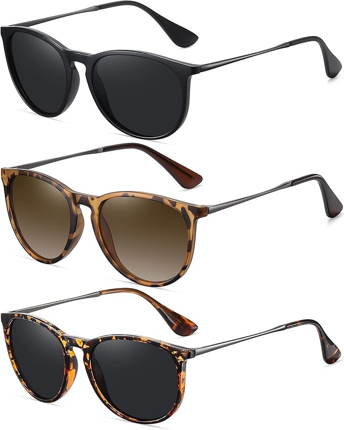 WOWSUN Retro Polarized Sunglasses Womens Trendy Round Classic Glasses | Amazon (US)