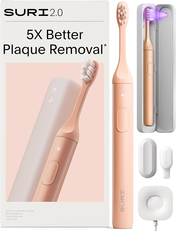 SURI 2.0 New Sonic Electric Toothbrush with Pressure Sensor & UV-Cleaning Travel Case | 1 Month+ ... | Amazon (US)