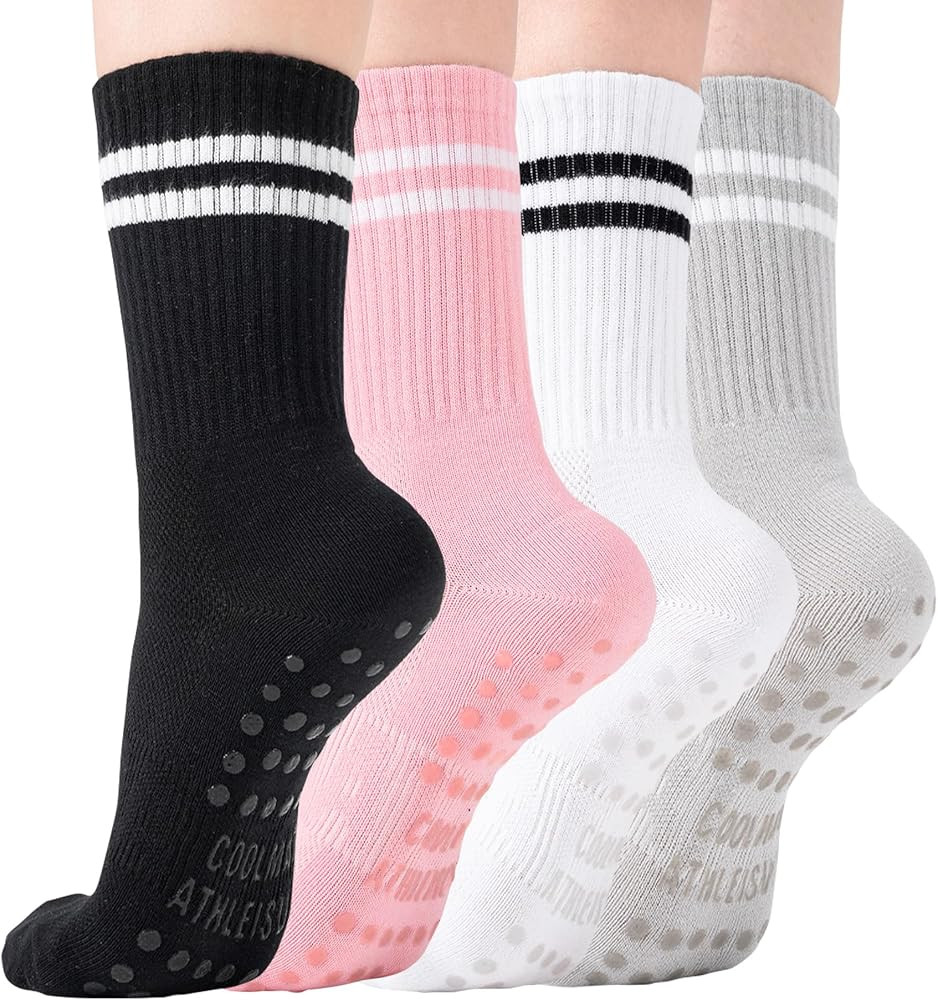 CoolMate Pilates Socks with Grips for Women, Yoga Socks, Crew Non Slip Women for Barre, Valentine... | Amazon (US)