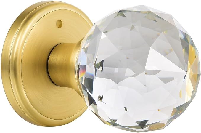 Crystal Glass Door Knobs Interior with Lock, Privacy Bathroom Bedroom Door Knobs Gold Door Knob, ... | Amazon (US)