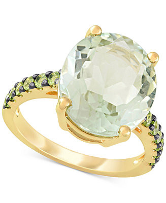 Green Quartz (7-1/2 ct. t.w.) & Peridot (1/2 ct. t.w.) Statement Ring in 18k Gold-Plated Sterling... | Macy's