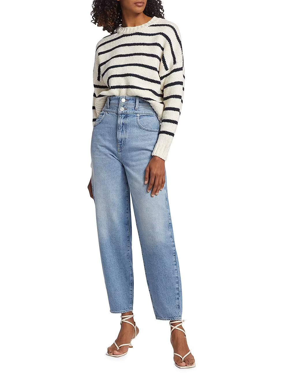 Double-Waist Weston High-Rise Rigid Barrel Jeans | Saks Fifth Avenue