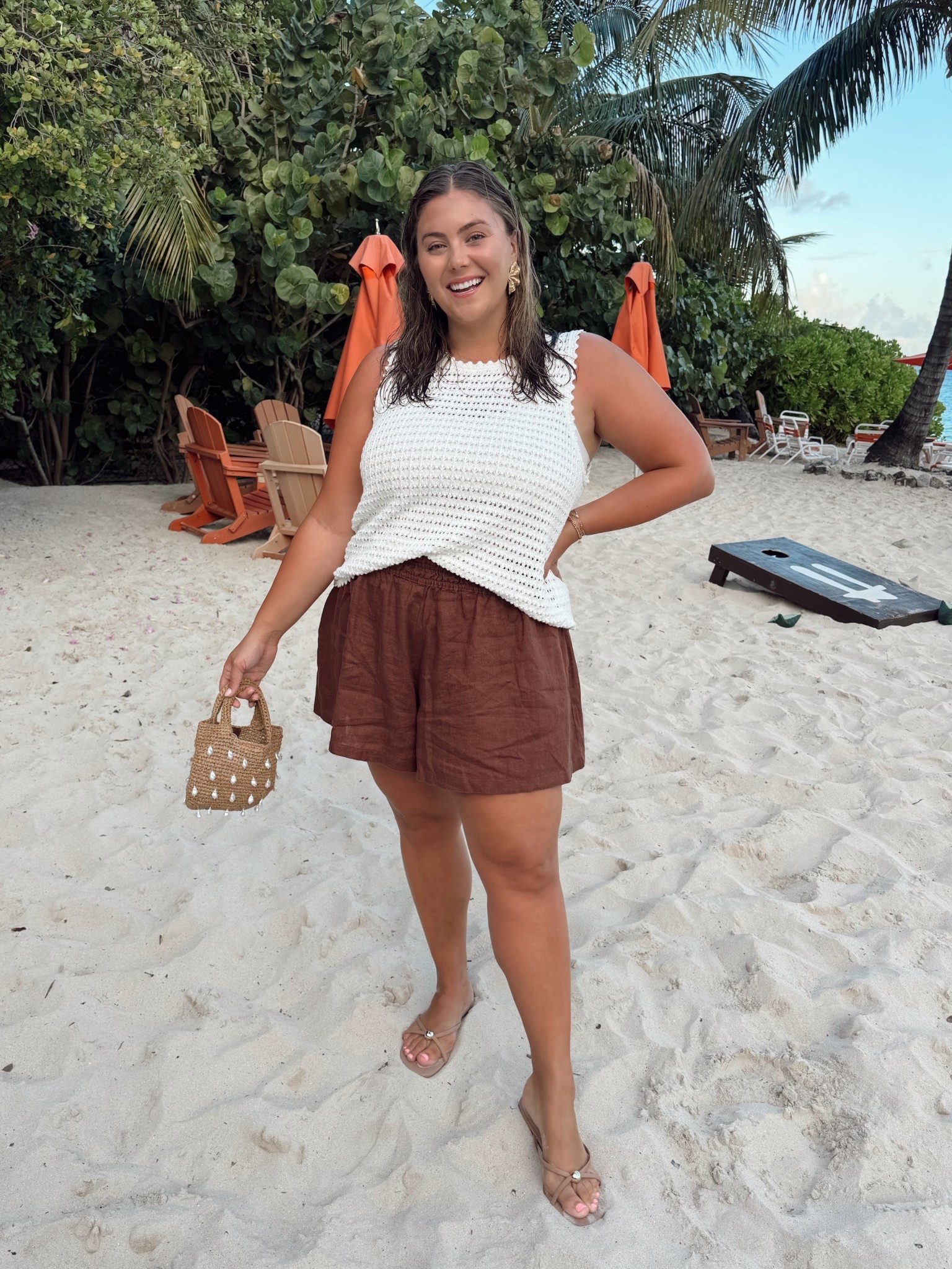 Wearing size XXL Tall in crochet tank, 2X in shorts. Sharing similar styles. Use CARALYNFS15 at EBY. 

#LTKPlusSize #LTKStyleTip #LTKTravel