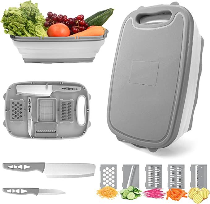 Camping Cutting Board, HI NINGER Collapsible Chopping Board with Colander, 9-In-1 Multi Chopping ... | Amazon (US)