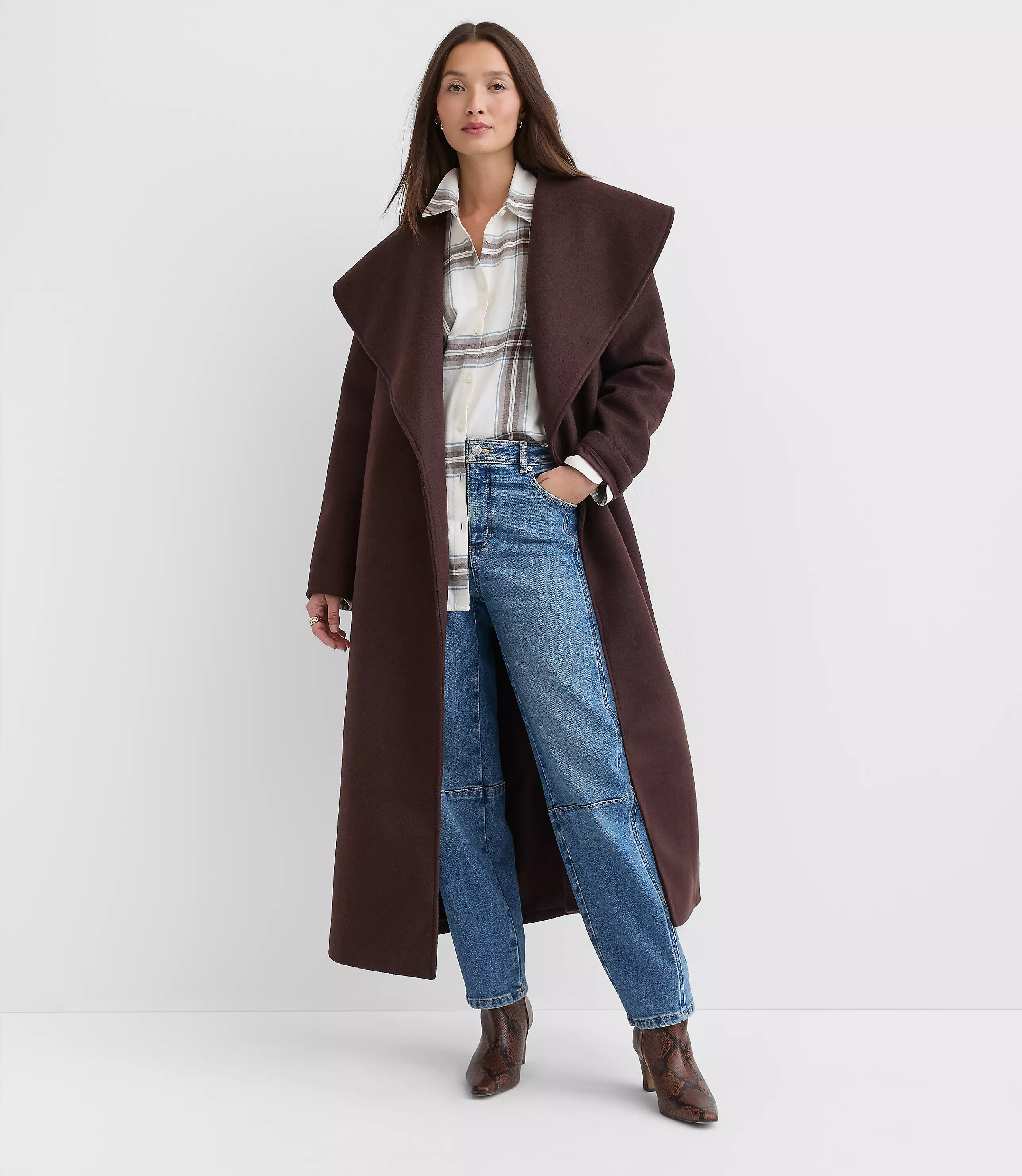Doubleface Shawl Collar Belted Coat | LOFT