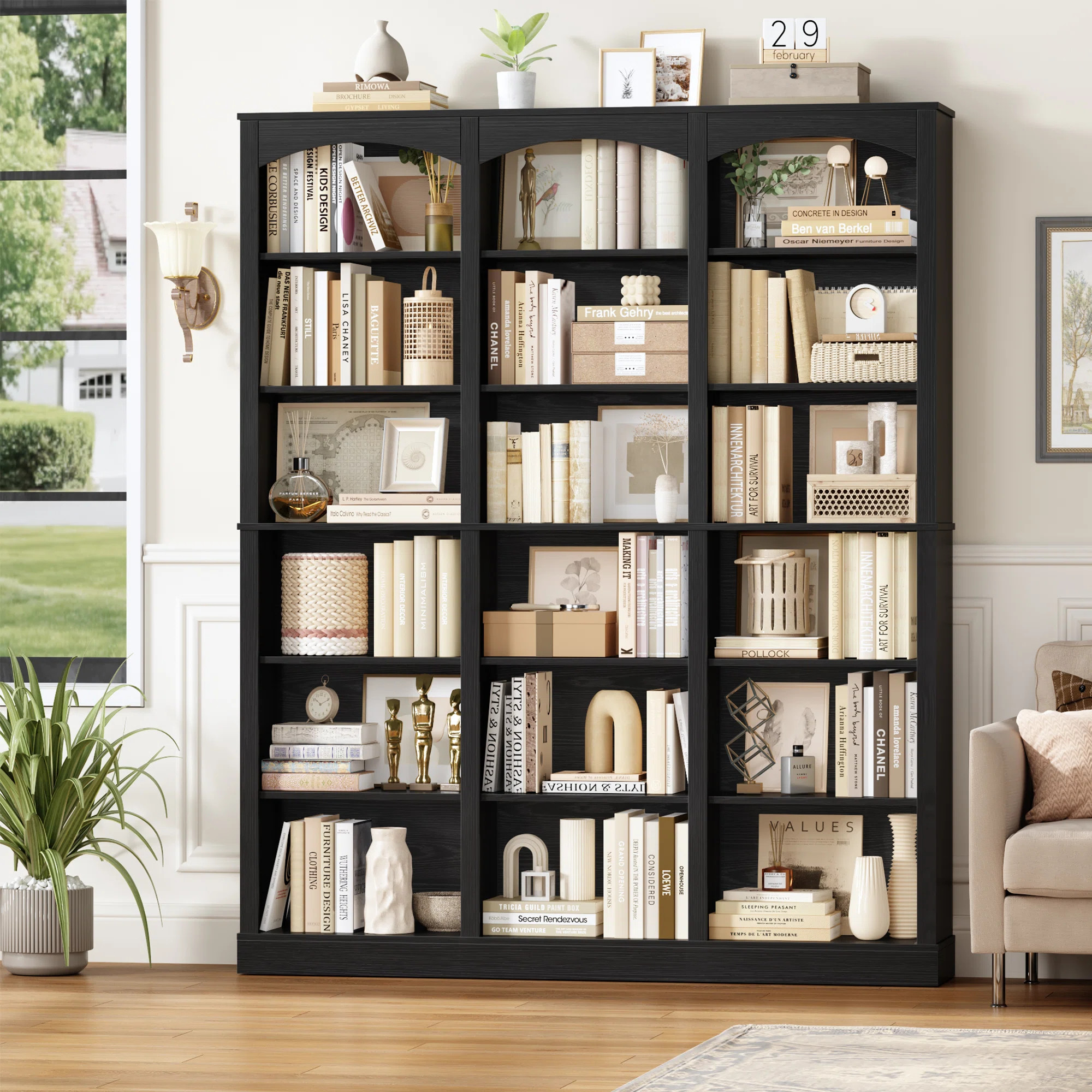 Huckins Standard Bookcase with Adjustable Shelves, 71.2" H x 63.4" W Modern Wood Storage Shelf | Wayfair North America