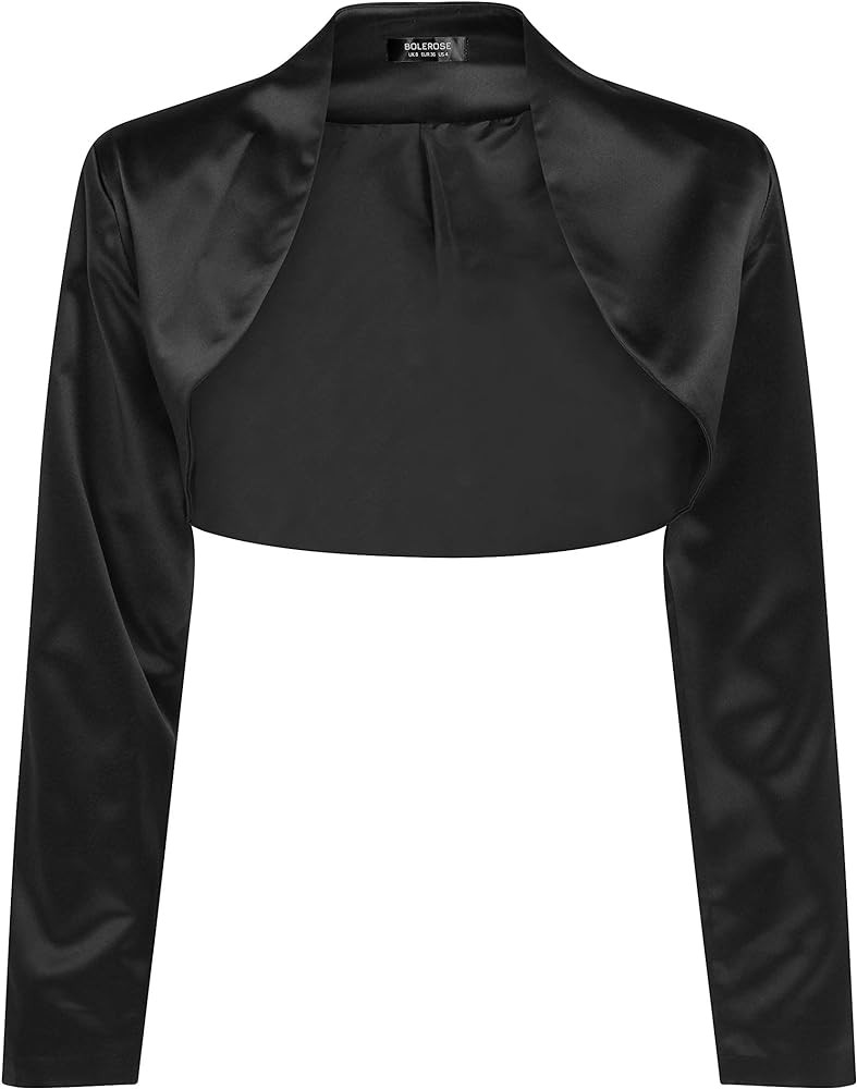 BOLEROSE Formal Long Sleeve Satin Bolero Shrug | Amazon (US)