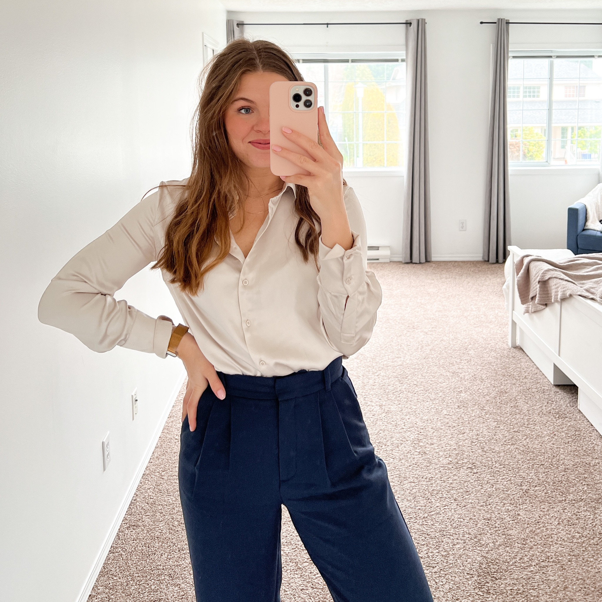 Top is size medium and pants are 28L! Such an easy simple office look  

#LTKunder100 #LTKFind #LTKworkwear