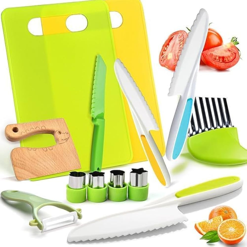 Montessori Kitchen Tools,13Pcs Toddler Knife Set Kids Knife Set for Real Cooking-Kids Kitchen Too... | Amazon (US)