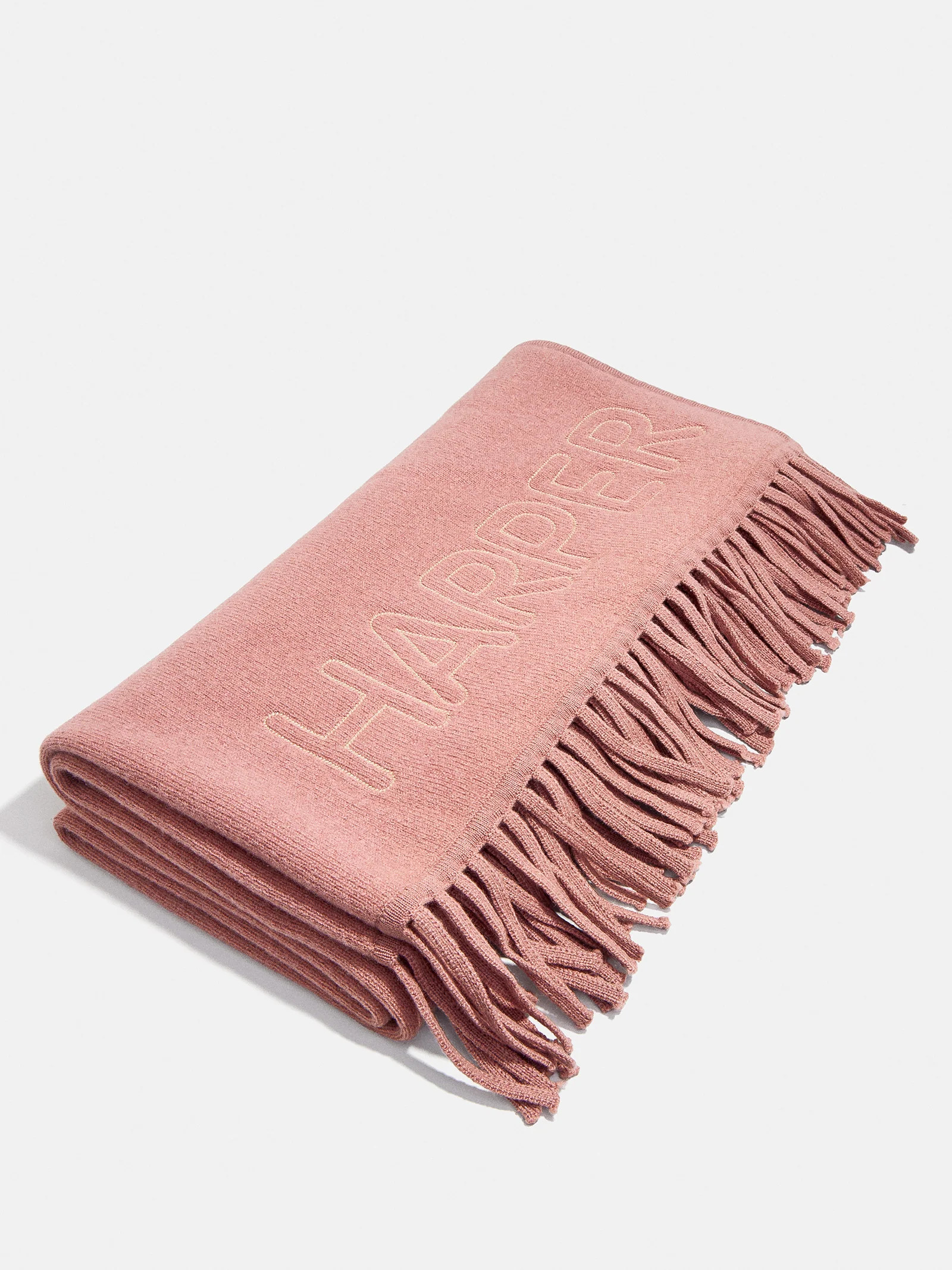 Pure Merino Wool Custom Blanket - Dusty Rose/Cream | BaubleBar