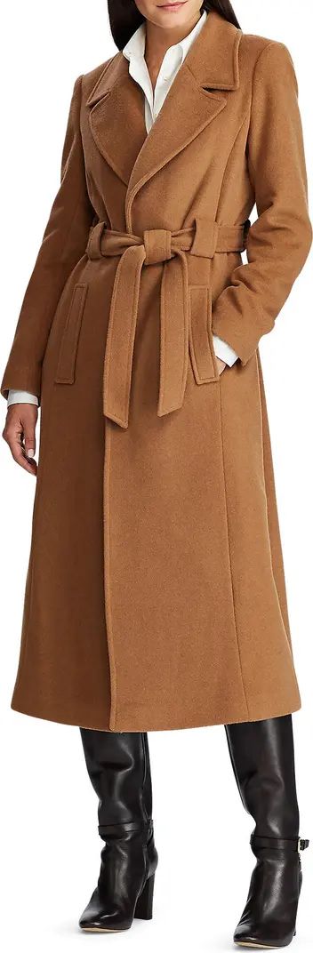 Belted Longline Wool Blend Wrap Coat | Nordstrom
