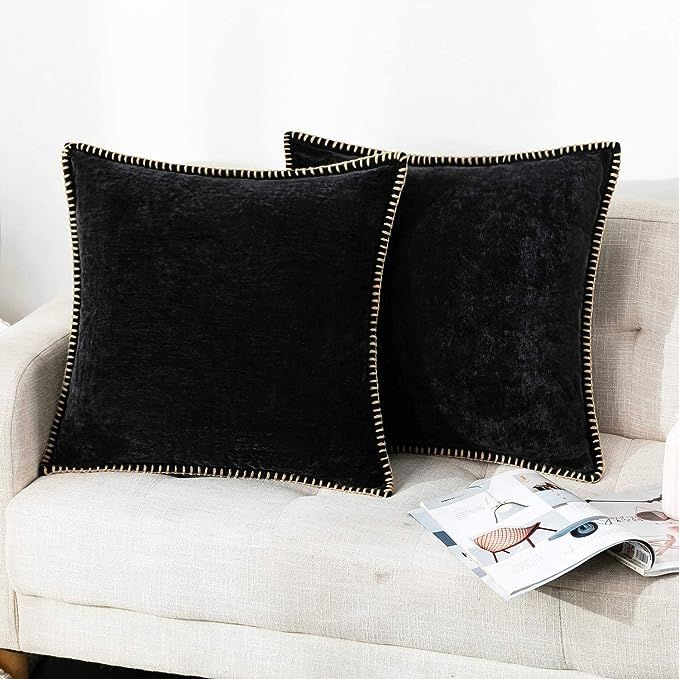 decorUhome Decorative Throw Pillow Covers 18x18 Set of 2, Farmhouse Velvet Pillow Covers, Square ... | Amazon (US)
