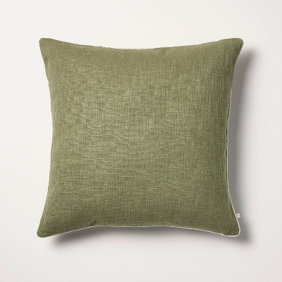 24"x24" Cotton/Jute Square Throw Pillow Green - Hearth & Hand™ with Magnolia | Target