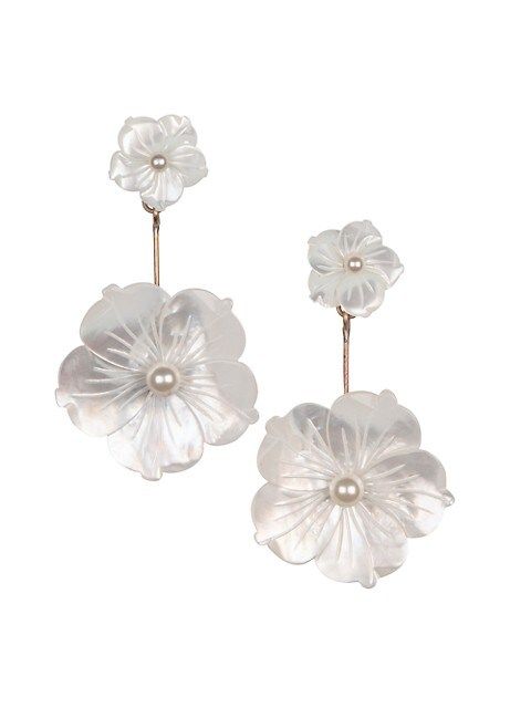 Zinnia 18K Gold-Plated & Mother-Of-Pearl Drop Earrings | Saks Fifth Avenue