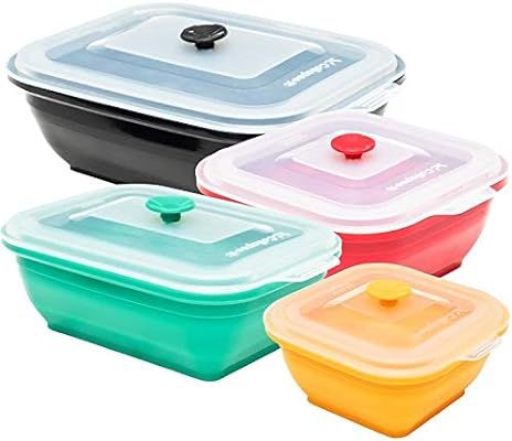 Collapse-it Silicone Food Storage Containers Sampler Pack - BPA Free Airtight Silicone Lids, 4 Pi... | Amazon (US)