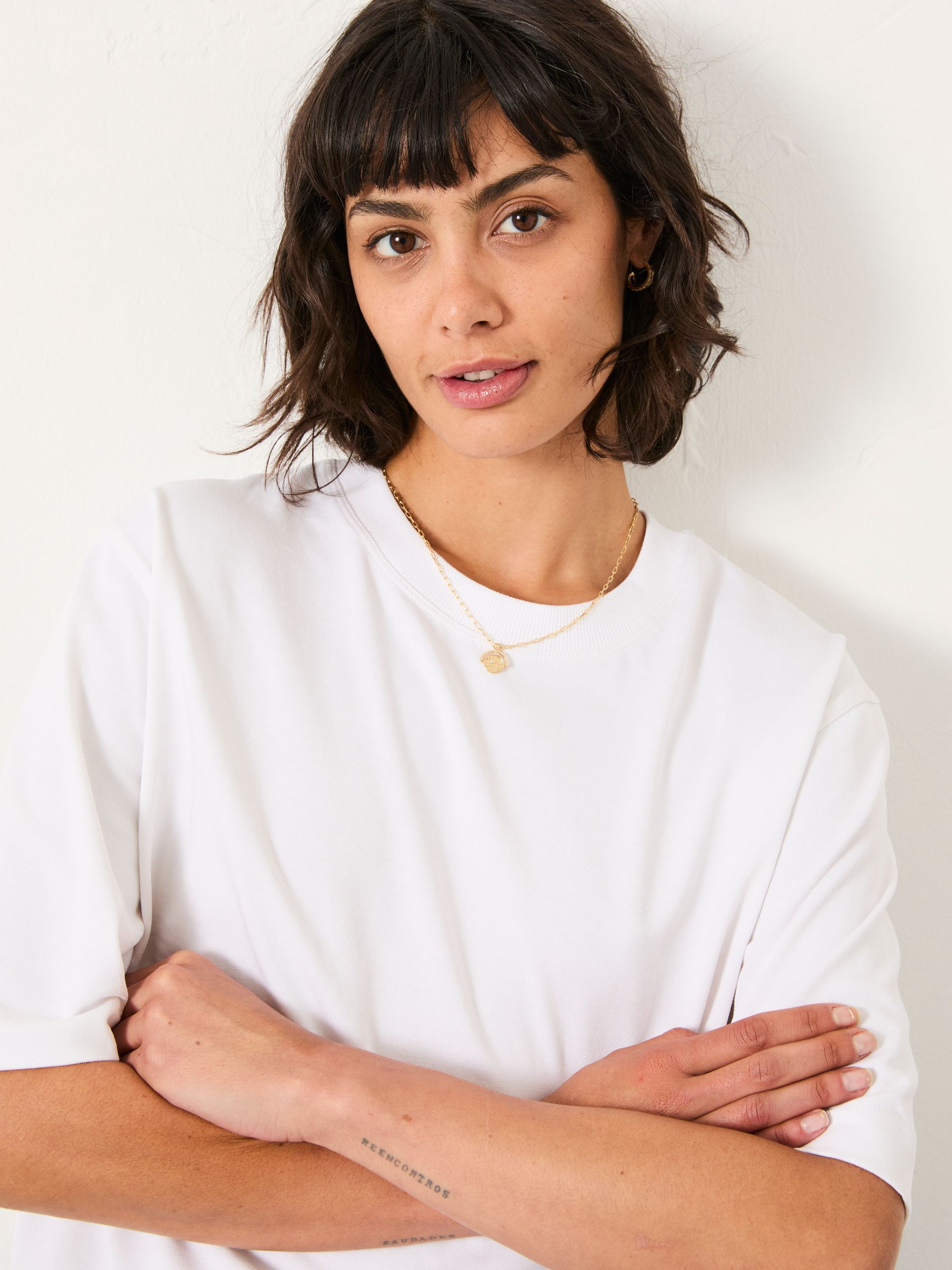 Anais White Relaxed Round Neck T Shirt | FatFace | Fat Face