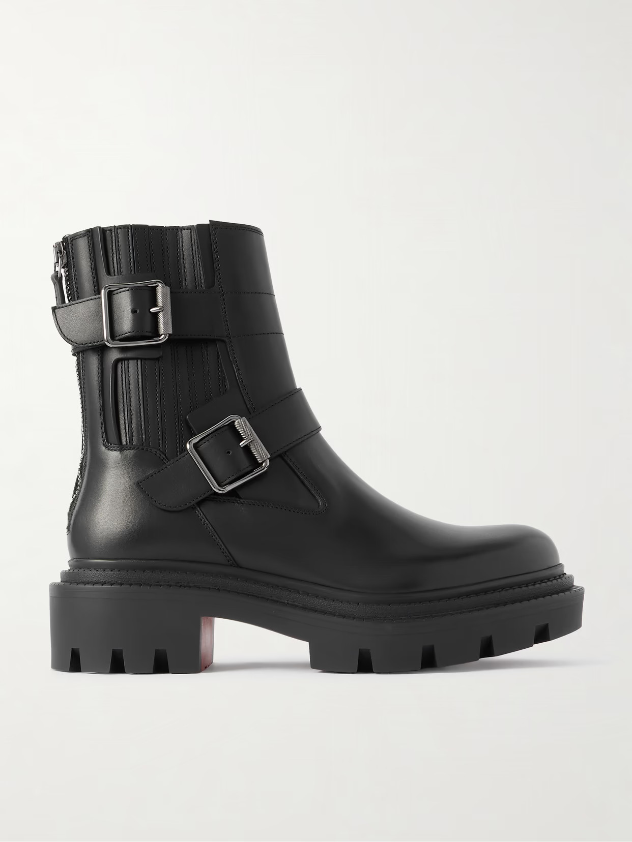 Christian Louboutin - Oxybootie Buckled Leather Ankle Boots - Black | NET-A-PORTER (UK & EU)
