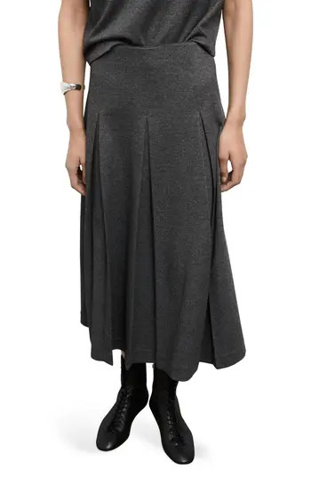 MANGO Pleated A-Line Midi Skirt in Grey at Nordstrom Rack, Size Large | Nordstrom Rack
