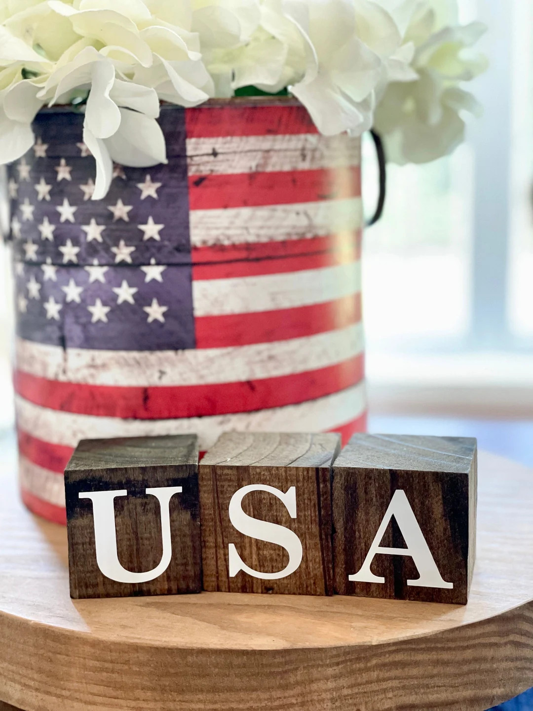 USA Blocks, Patriotic Decor, Tiered Tray Decor, Farmhouse Americana , Stackable Blocks, Summer Fa... | Etsy (Global)