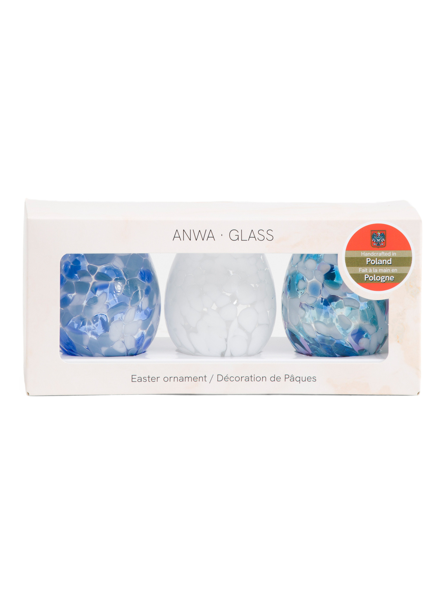 Made In Poland Set Of 3 Glass Eggs | TJ Maxx
