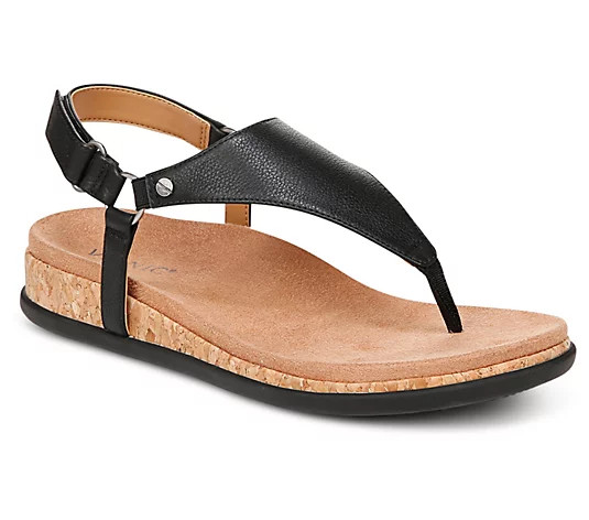 Vionic Leather T-Strap Sandals - Kirra II - QVC.com | QVC