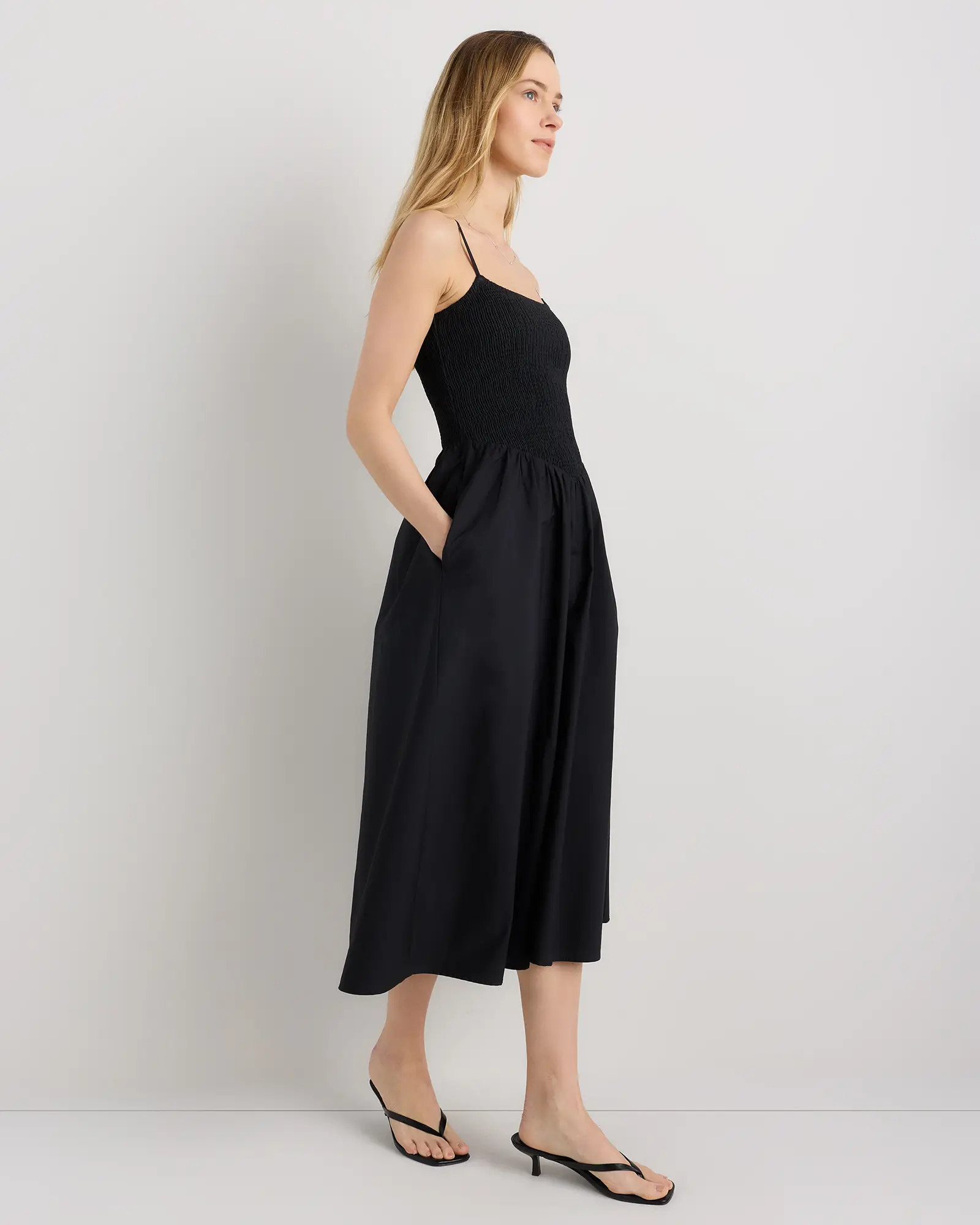 100% Organic Cotton Poplin Drop Waist Midi Dress | Quince