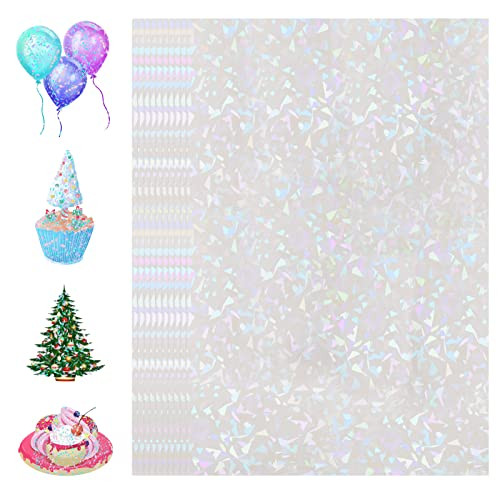 Holographic-Sticker Paper, 24 Sheets Holographic-Vinyl Sheets Self-Adhesive Transparent-Holographic PermanentVinyl Overlay-Laminate for Stickers for DIY Crafts | Amazon (US)