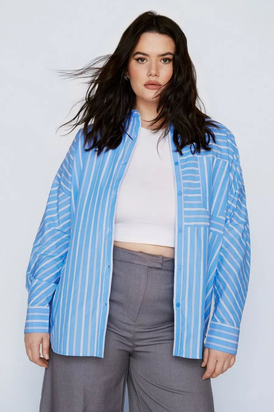 Plus Size Stripe Poplin Relaxed Shirt | Nasty Gal UK (+IE)